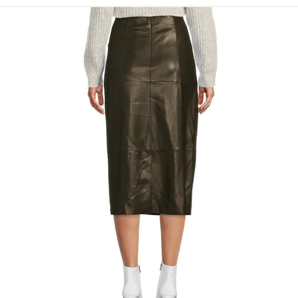 Antonio MelaniJulia Genuine Leather Faux Wrap Midi Skirt - Picture 8 of 8